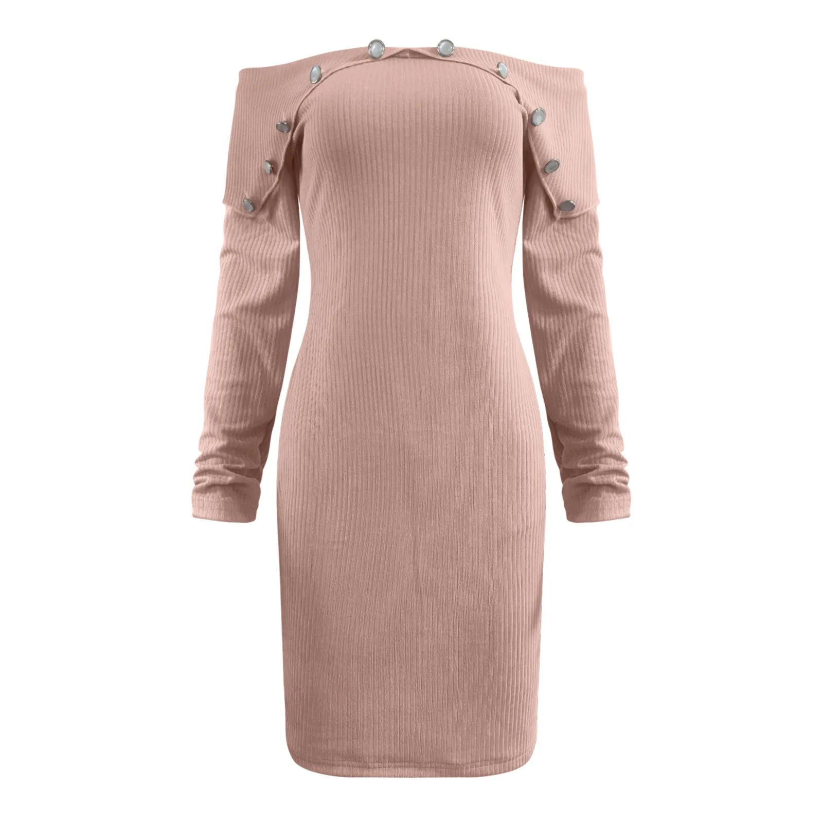 Женское осеннее облегающее платье модное миди с V-образным вырезом и длинным