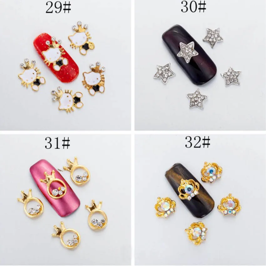 Сплав 3d дизайн ногтей горный хрусталь корона галстук-бабочка плоский задний