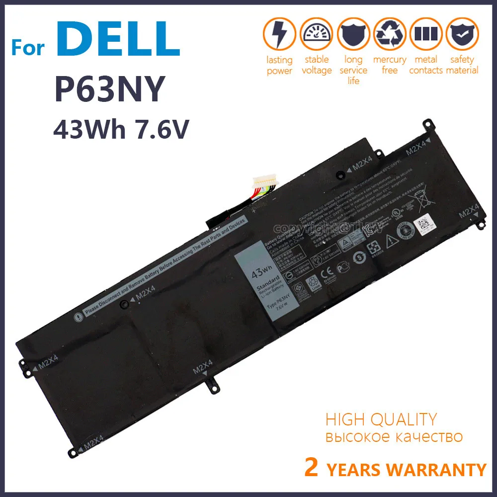 

100% Новый оригинальный P63NY Новый аккумулятор для ноутбука DELL Latitude 13 7370 N3KPR XCNR3 WY7CG 7,6 В 43WH 5381 мАч батарея