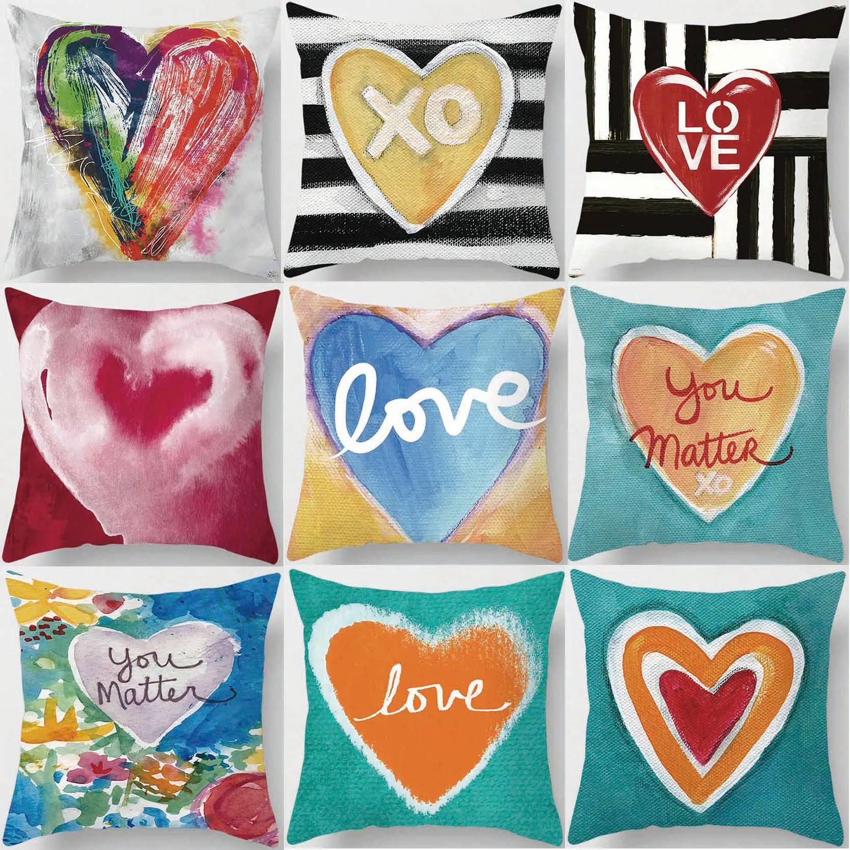 

Heart-shaped Printed Square Pillowcase, Used for Home Decoration, Car Sofa Cushion Cover45cm*45cm