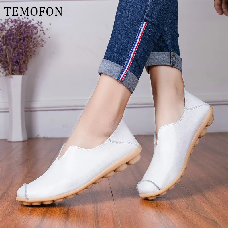Женские мокасины на плоской подошве TEMOFON повседневные лоферы из натуральной кожи