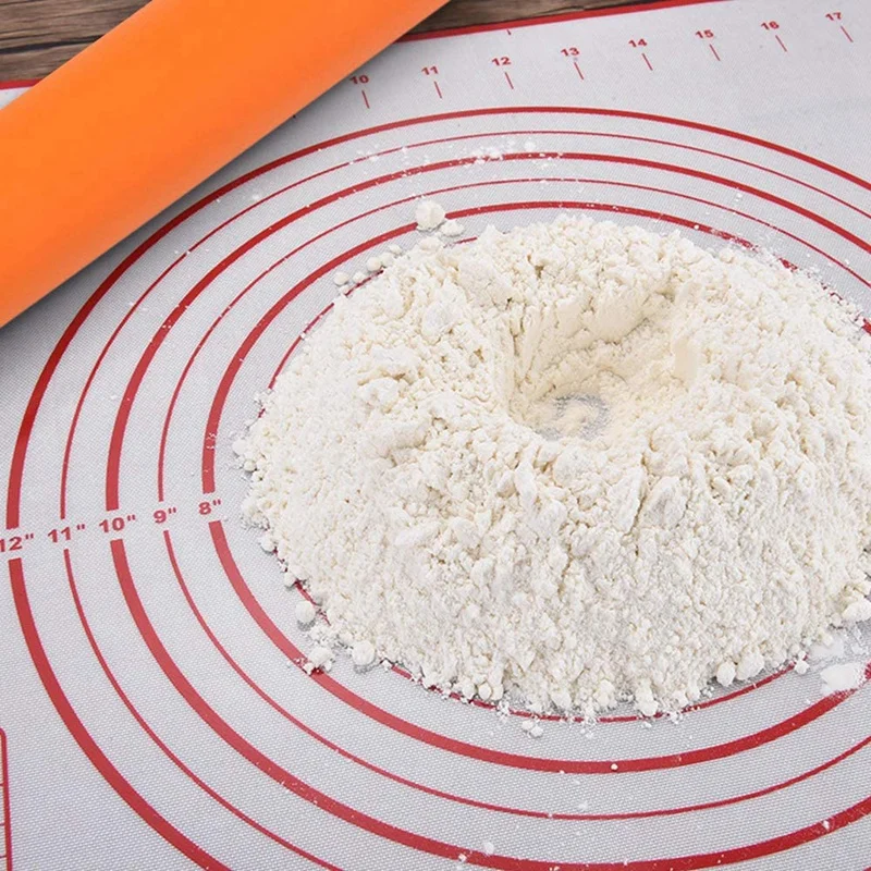 

2 Pcs Silicone Rolling Pin with Wooden Handles,1 Pcs Silicone Kneading Pad,for Baking Pie, Pastries,Pizza,Cookies