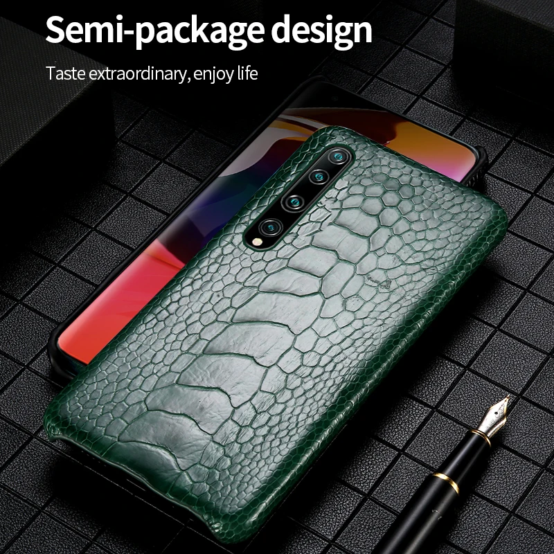 

Luxury Original Ostrich case For xiaomi mi 10 pro 5g CC9 9lite 9 T A3 back cover coque For Redmi k30 pro K20 note 8 7 A2 lite