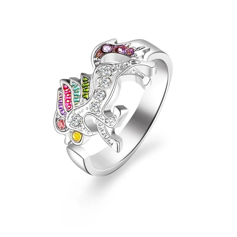 

Fashion Temperament Unicorn Ring Color Pony Opening Adjustable Rings for Women Diamond Luxury Jewelry Accessories Wholesale Bulk