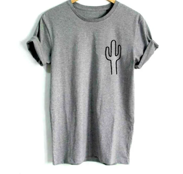 

Cactus Pocket Print Women Tshirt Cotton Casual Funny T Shirt for Lady Top Tee Hipster Drop Ship