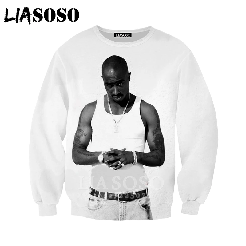 2pac, толстовка LIASOSO, новинка, для мужчин и женщин, забавные толстовки, 3D принт, рэпер, хип-хоп, длинный рукав, уличная одежда, топы, пуловер с круглым вырезом, B182-07 - Цвет: 7