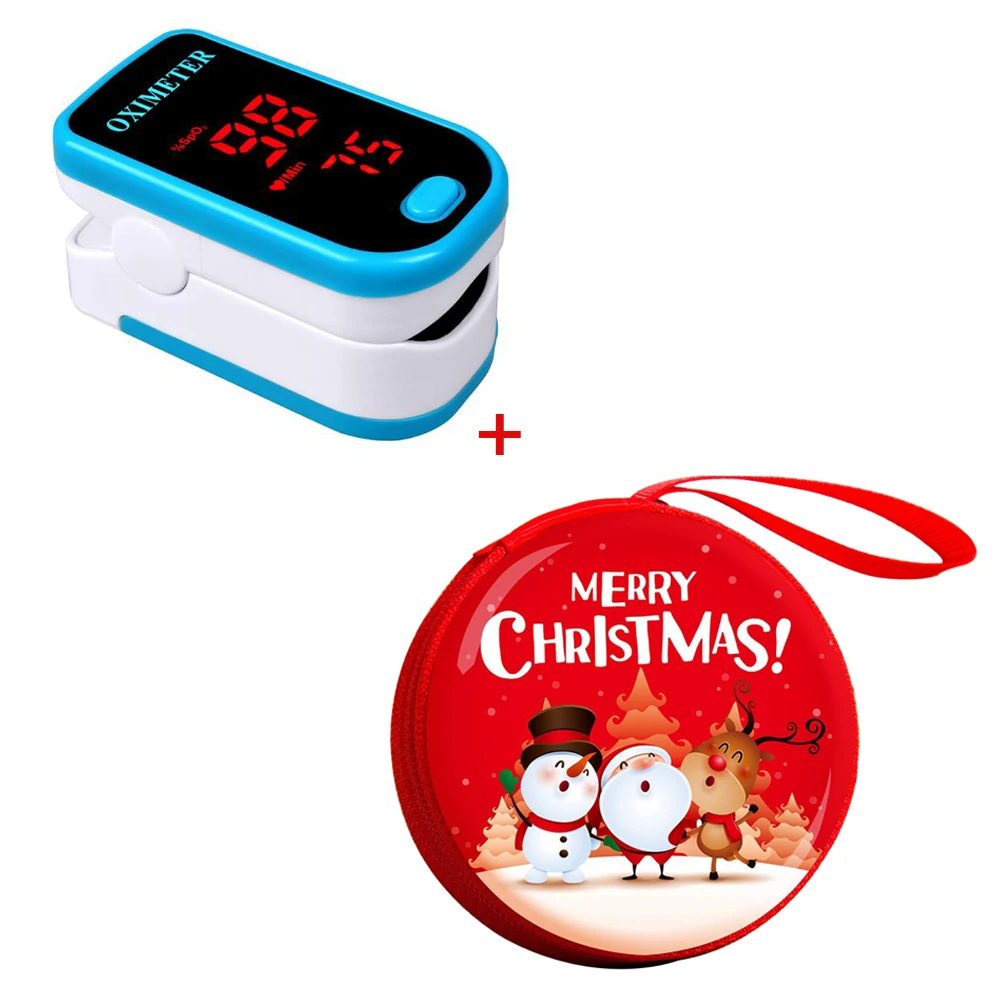 Christmas blue OLIECO Пальчиковый Пульсоксиметр портативный цифровой измеритель насыщения крови кислородом с OLED дисплеем для детей и взрослых SPO2 PR Oximetro CE - Цвет: Christmas blue