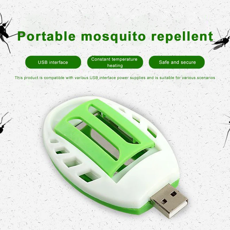 

Portable Mosquito Killer Electric Mosquito Repeller Repellent Incense Heater USB Green+White Plastic Sleep Flies Pest Control