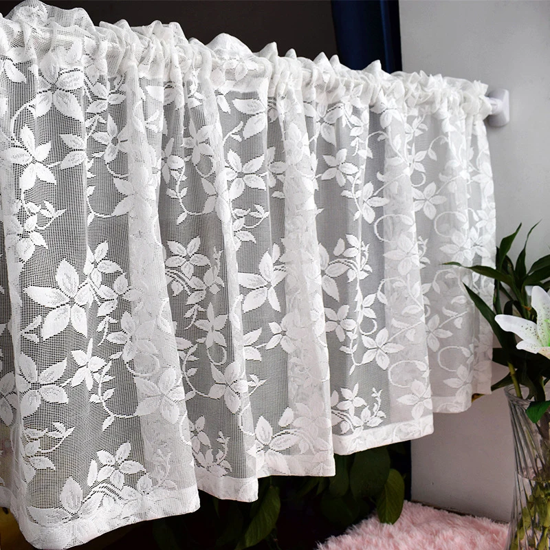 

Mesh Lace Flower Window Balcony Short Curtain Kitchen Valance Drape Home Decor Living Room Treatment Voile Curtain