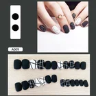 Накладные ногти для женщин, 24 шт., однотонные, многоразовые, накладные ногти, дизайн, узор, короткие, круглые, полное покрытие, накладные ногти с клеем
