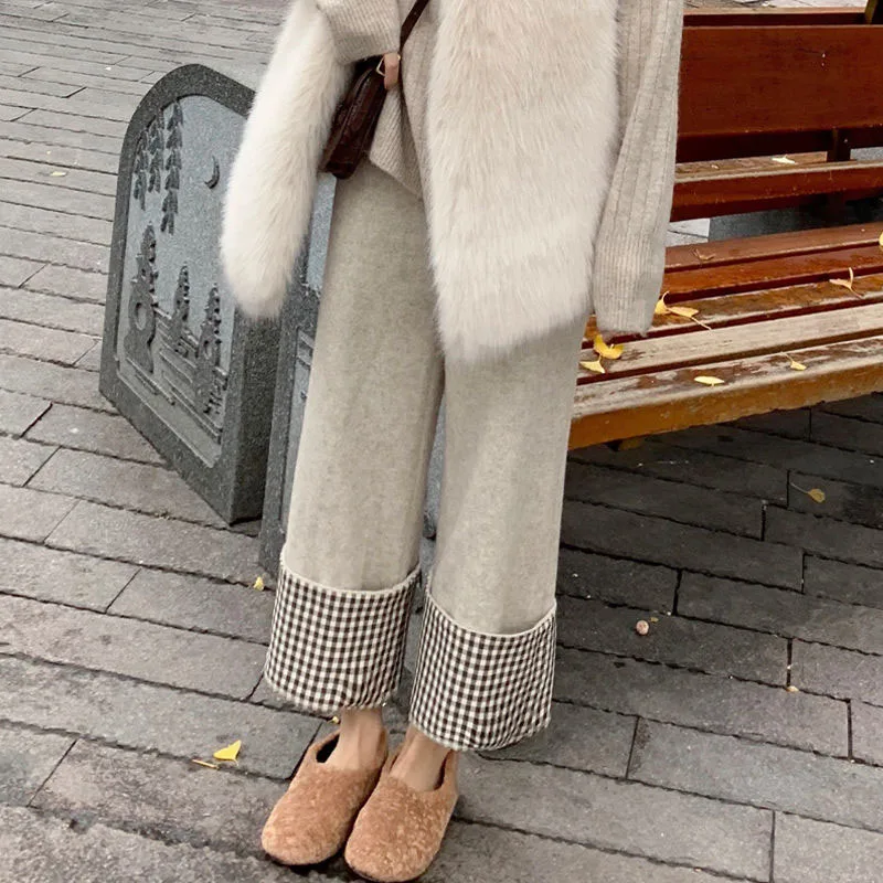 Брюки женские шерстяные JuneLove с высокой талией на осень/зиму