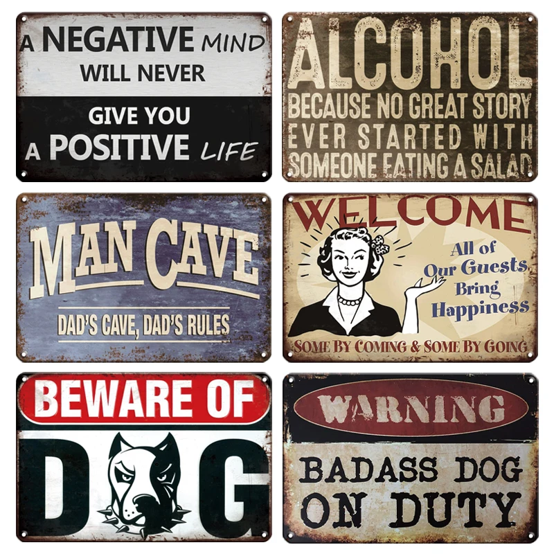 Остерегайтесь собаки металлическая настенная жестяная вывеска винтажная дверь