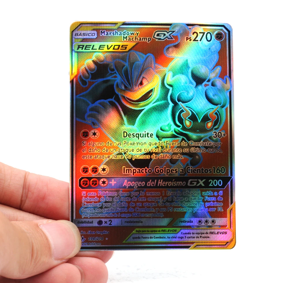 Карты Pokemon в испанском стиле 50-200 шт. GX VMAX V Trainer энергетические Сияющие карты игра