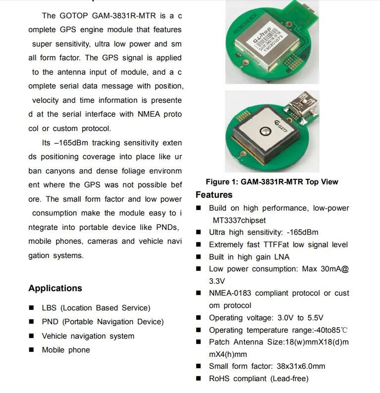 JINYUSHI для Gotop GAM серии Модуль GAM-3831R-MTR 38*31 мм размер gps система модуль отслеживания gps автомобиля