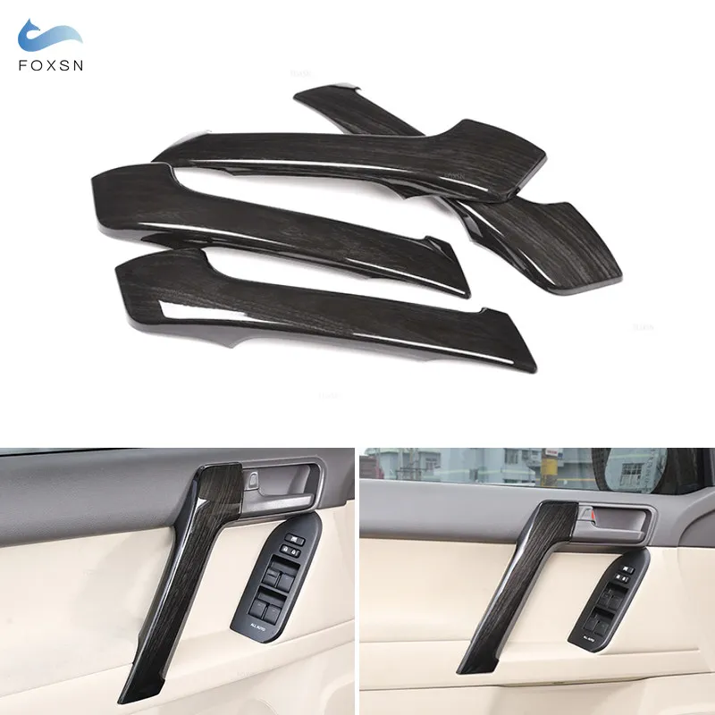 ABS Black Wood Texture Car-styling Interior Door Pull Handle Trim For Toyota Land Cruiser Prado FJ150 150 2010 - 2016 2017 2018 |