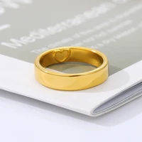 stainless steel womens man rings heart shaped carving simple round gold color cute jewelry couple wedding engagement best gifts