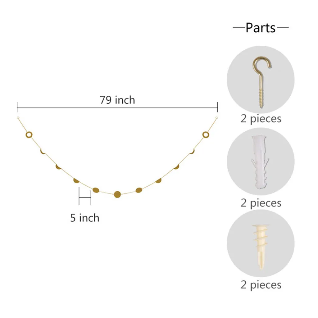 Лунная фаза гирлянды цепи Небесный Бохо богемный Настенный декор квартиры