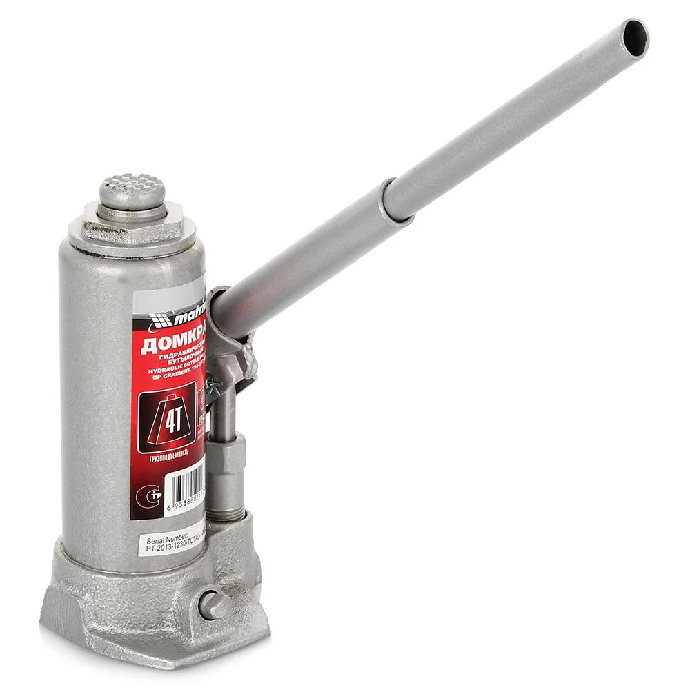 Домкрат гидравлический MATRIX 50754 (бутылочный тип грузоподъемность 4 т высота