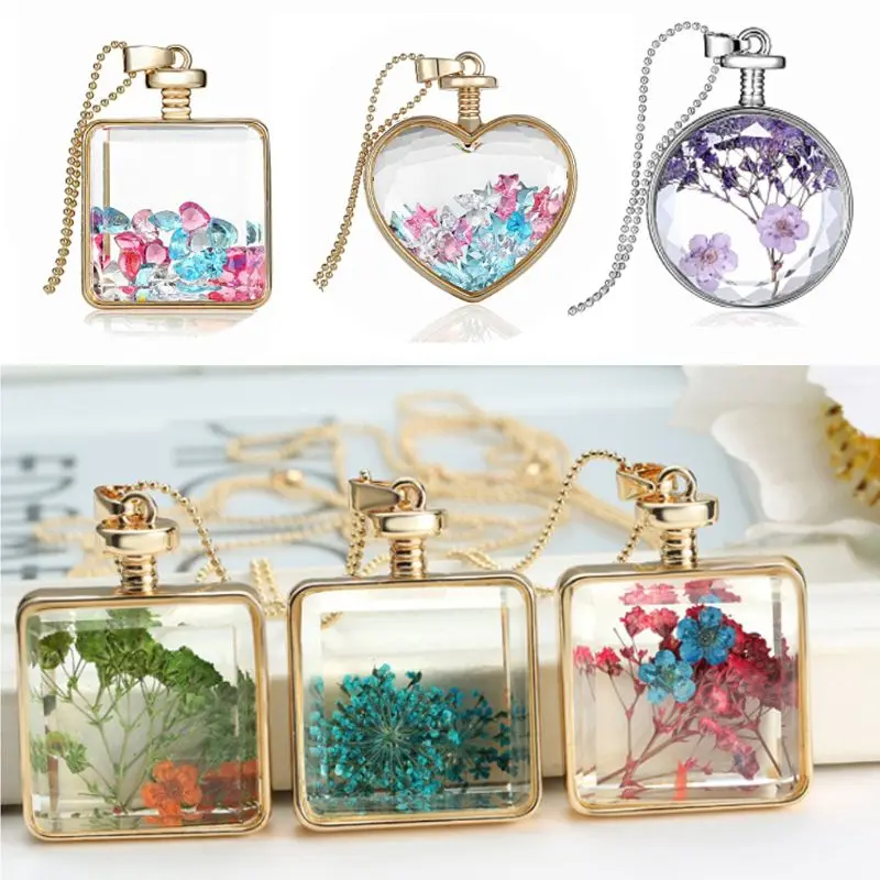 

Pressed Flowers Pendant Metal DIY Frame Bezel Cabochon UV Resin Jewelry Making