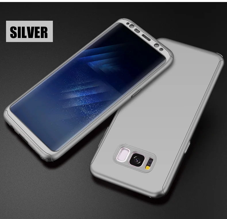 Silver 360 Полный Стекло чехол для Honor 8X 7X 6X 5X 8C 6C Pro Жесткий чехол закаленное Стекло для huawei Honor 9 10 Lite Honor 8 Pro вид 10 7A 7C играть - Цвет: Silver