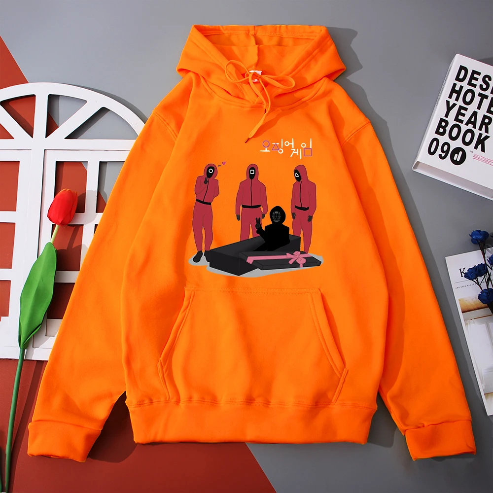 

Женская толстовка с капюшоном в стиле Харадзюку, повседневный свитшот с графическим принтом для ТВ-шоу, Круглый принт, «Шесть кальмаров», од...