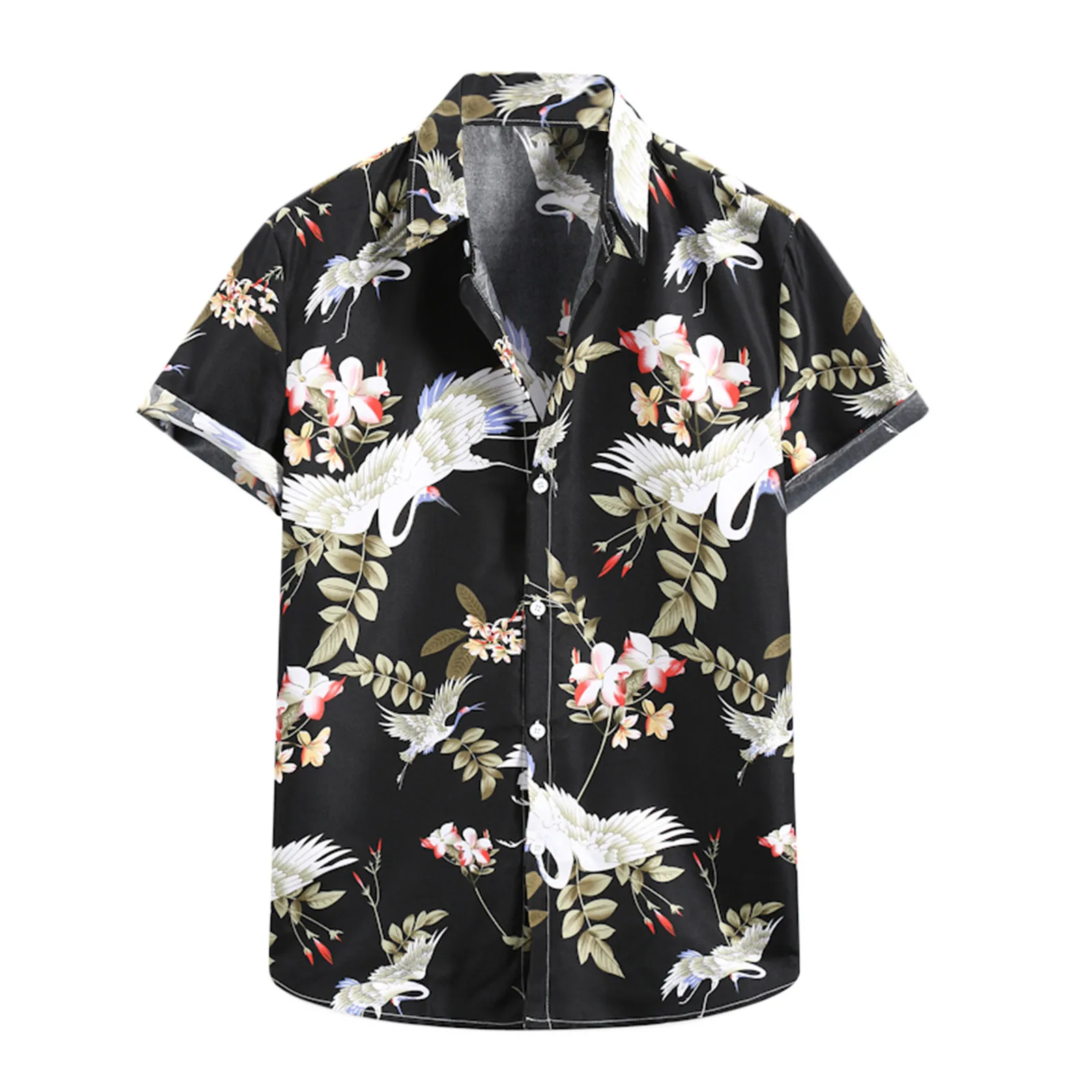 

Vintage Ethnic Clothes Dress Shirt Men Summer Casual Slim Floral Print Short Sleeve Beach Shirts Top Blouse Mens Cardigan Camisa