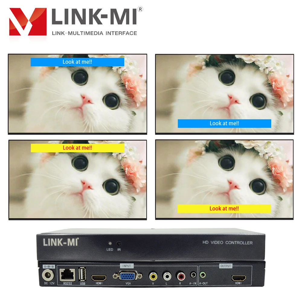 LINK-MI HD Caption Adder VGA HDMI USB CVBS Аудио вход видеопроцессор многофункциональный переключатель Caption Adder