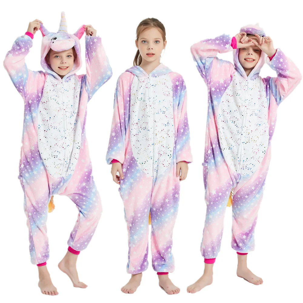 Пижама-кигуруми детская фланелевая мультяшная одежда для сна комбинезон в виде