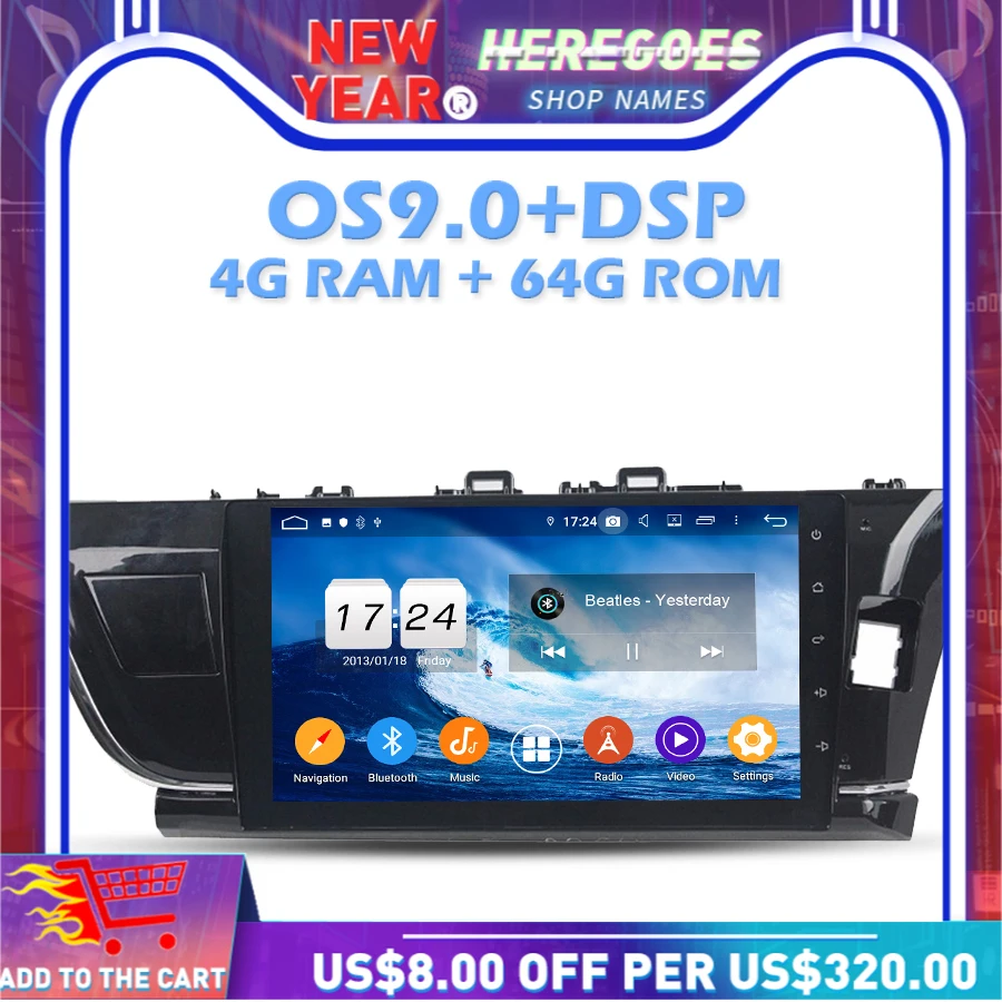 IPS DSP Android 10 0 4 Гб RAM 64 ROM автомобильный dvd плеер Wifi 4G Bluetooth RDS радио GPS карта для Toyota