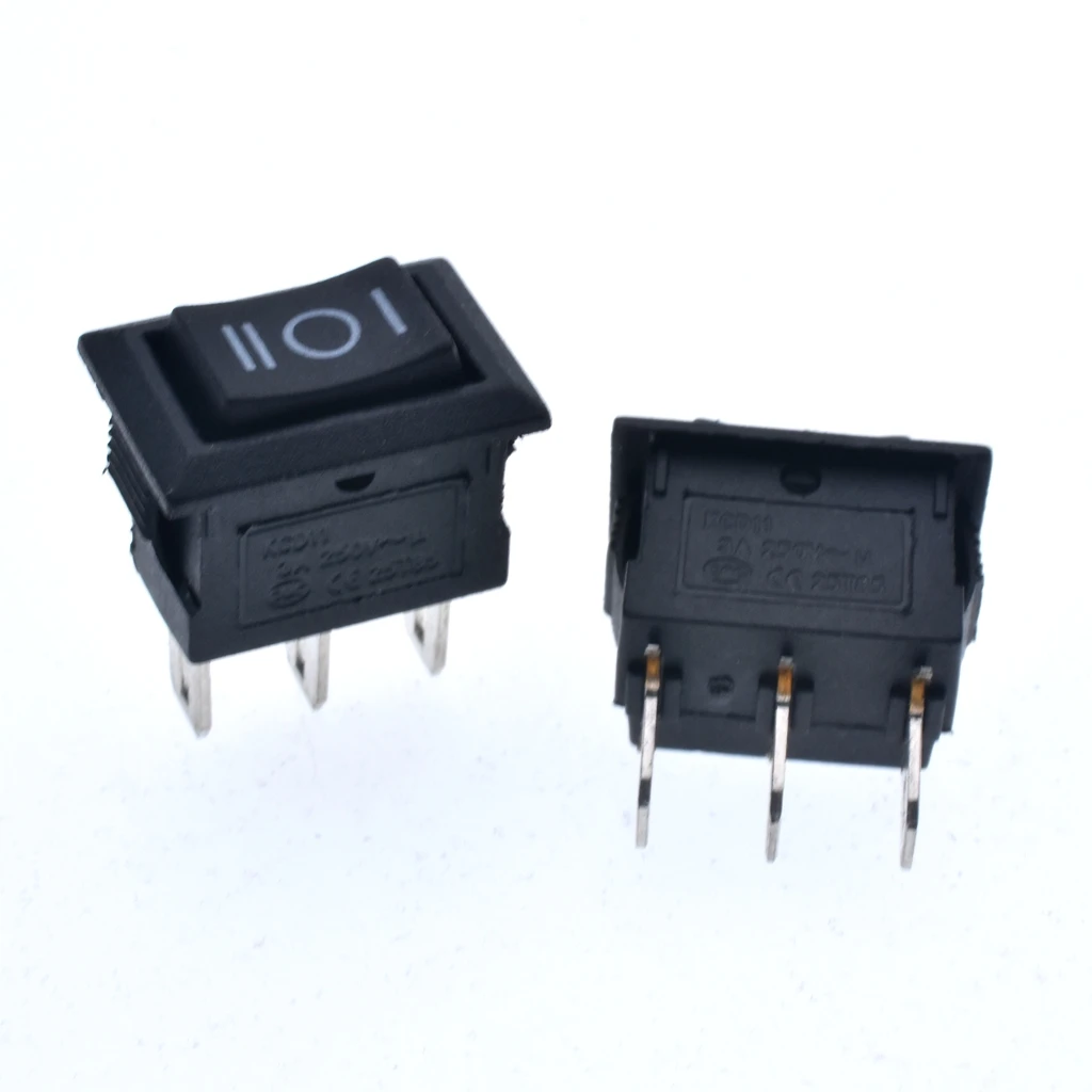 Фото 10 шт. кнопочный переключатель 10x15 мм SPST 2Pin 3pin 3A 250 В KCD11 защелкивающийся Переключатель ВКЛ/ВЫКЛ для лодки 10 мм * 15 мм черный красный и белый * №4