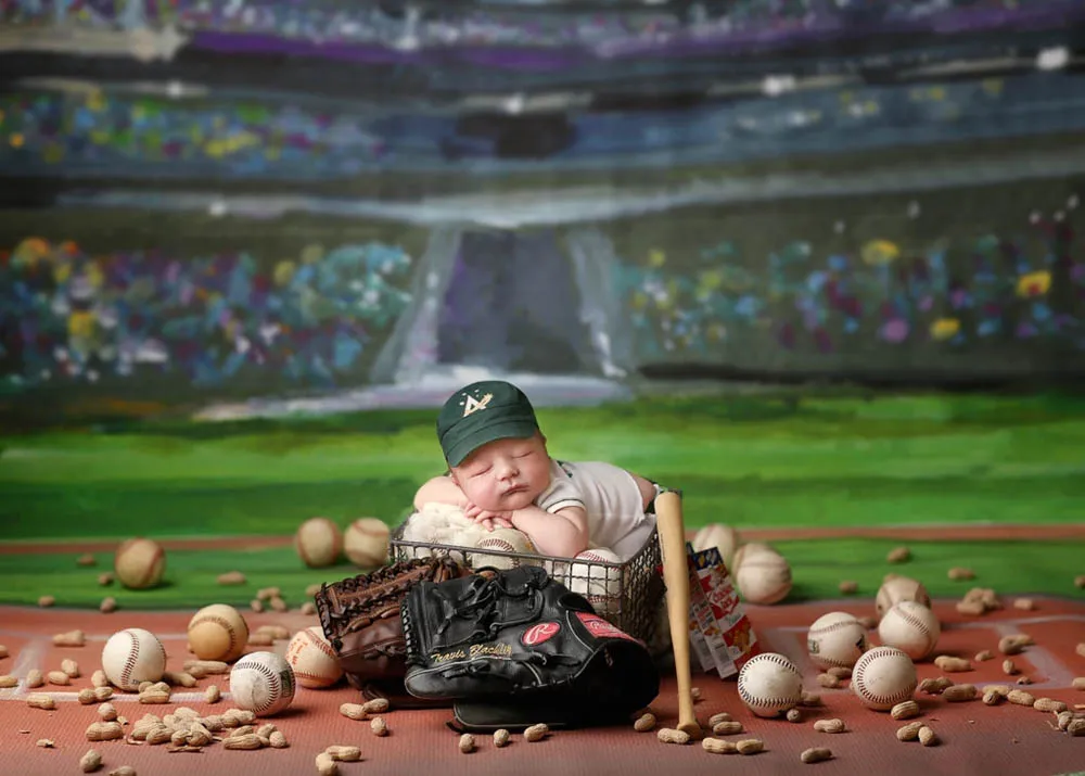 

Baseball Sports Green Photography Background Newborn Baby Photo Backdrop Child Birthday Baby Shower Photo Photocall Photo Prop
