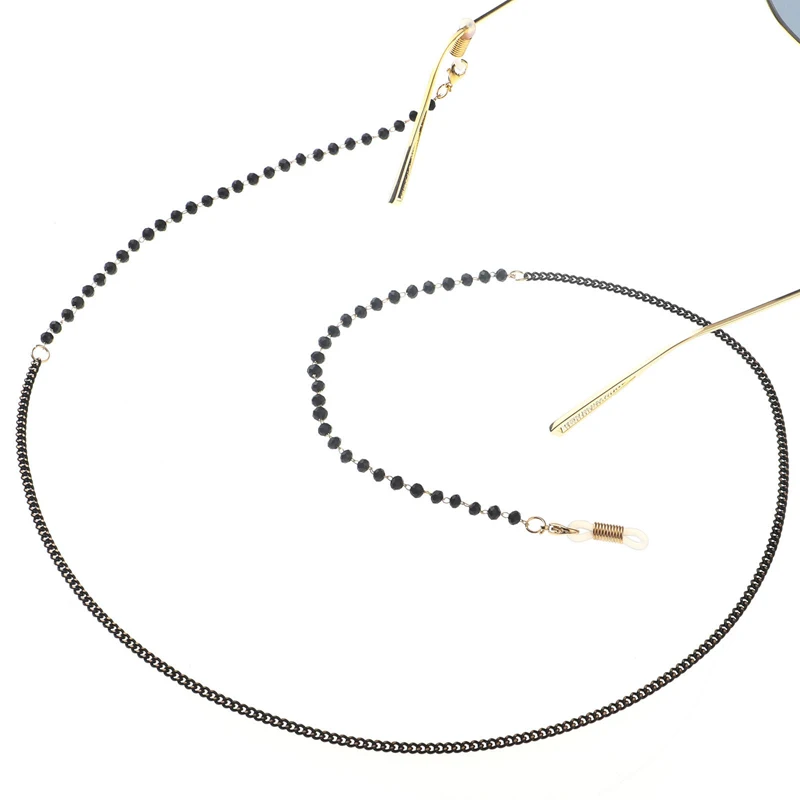 Цепочка на шею для очков мужчин и женщин ожерелье с черными хрустальными