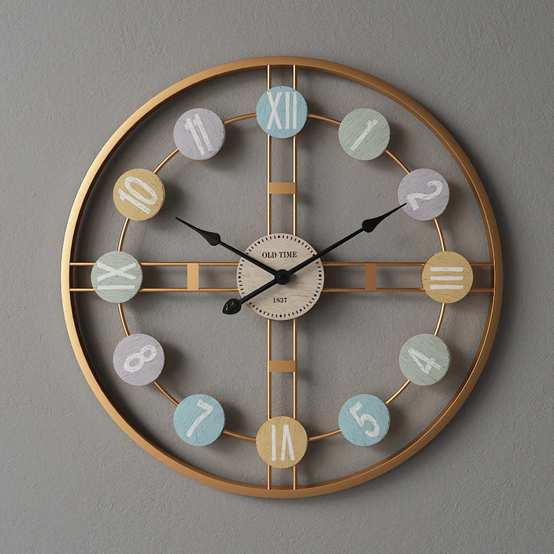 Настенные часы в скандинавском стиле металлические креативные с римскими