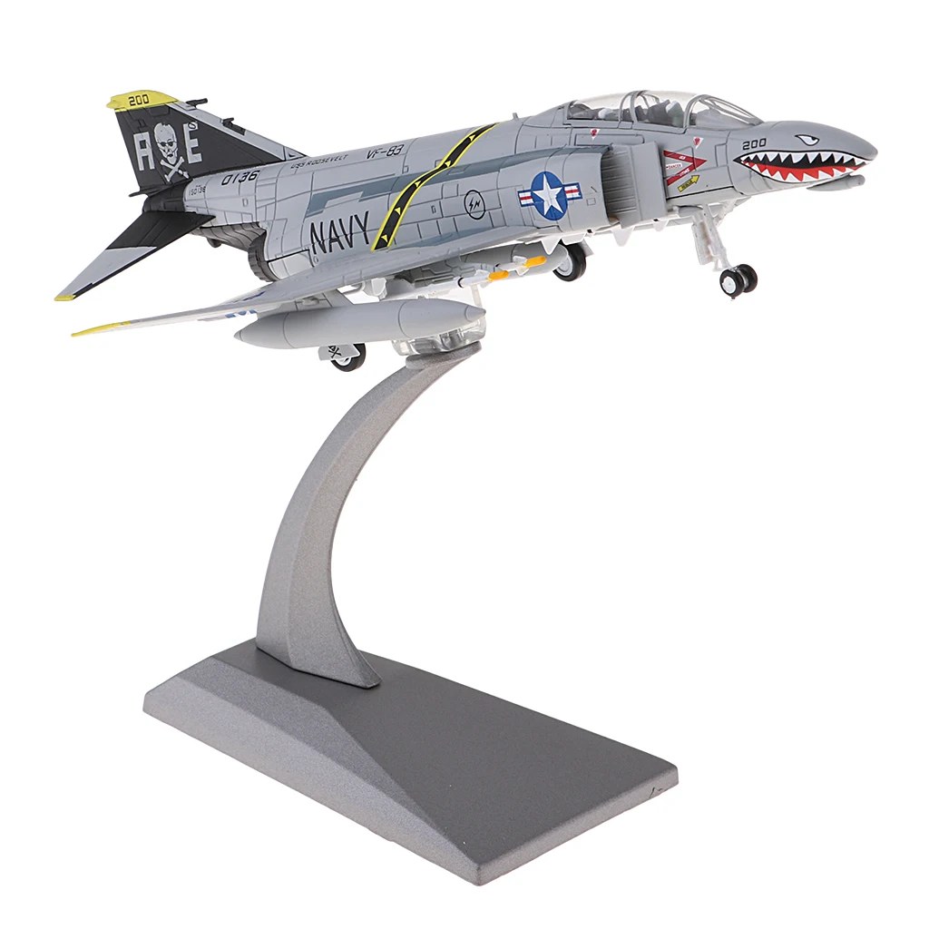 F-4 de combate a escala 1/100, Phantom II, Ataque, modelo de Metal fundido a presi&oacute;n y soporte-0