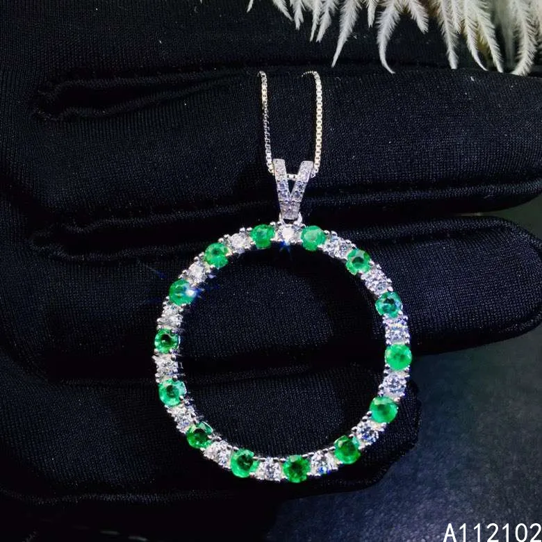 

KJJEAXCMY fine Jewelry 925 Sterling Silver Natural Emerald Girl classic Pendant Necklace Support Test Chinese style with box