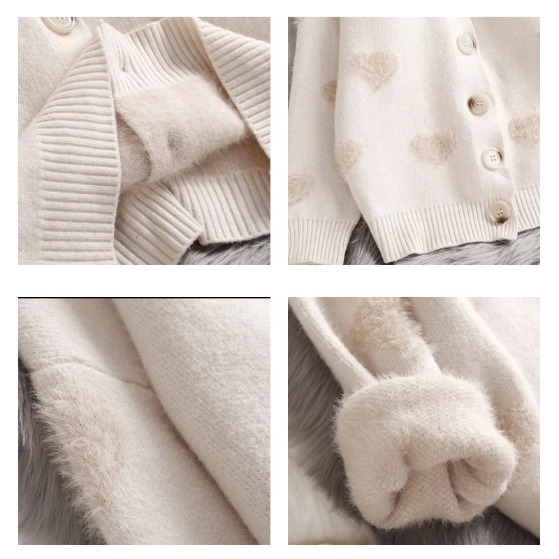 Sellsuning Kawaii Heart Sweater Women Autumn Winter High Quality Mohair Knitted Cardigan 2019 Korean Casual Wide Warm Femme Coat |