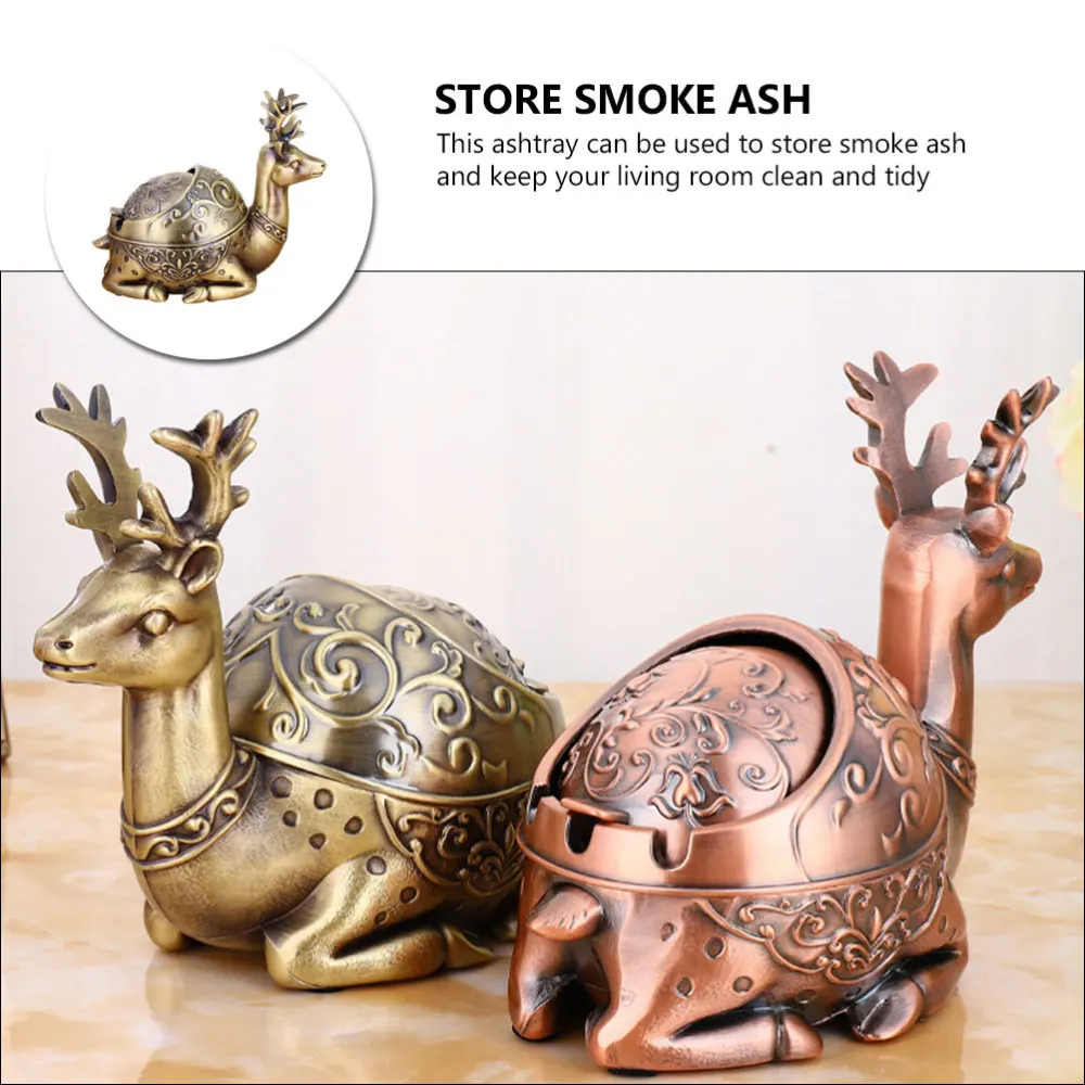 

1Pc Creative Metal Deer Ashtray Creative Office Ashtray Cigarette Butt Container