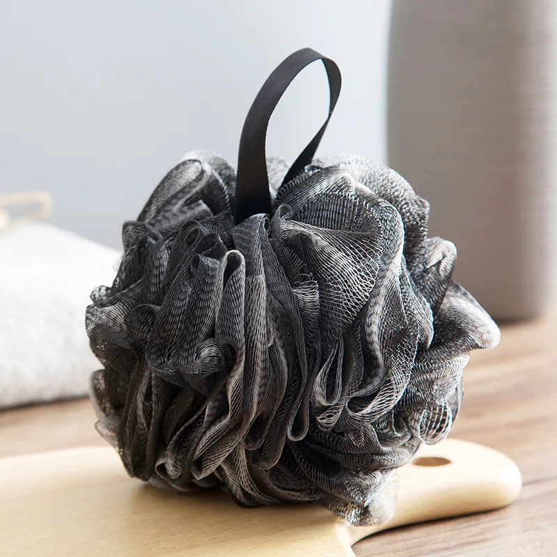 Shower Loofah Extra Large PE 1Pcs Black Hanging Style Scrubber Balls for Household Bathroom Accessories Body Exfoliating Tools