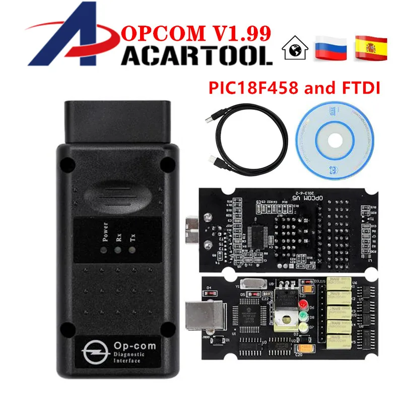 OPCOM V1.99 V1.7 OBD2 диагностический инструмент для Опель OP COM V1.78 OP-COM с PIC18F458 прошивки V1.99 OBD 2 Авто диагностический сканер OPCOM 1,99