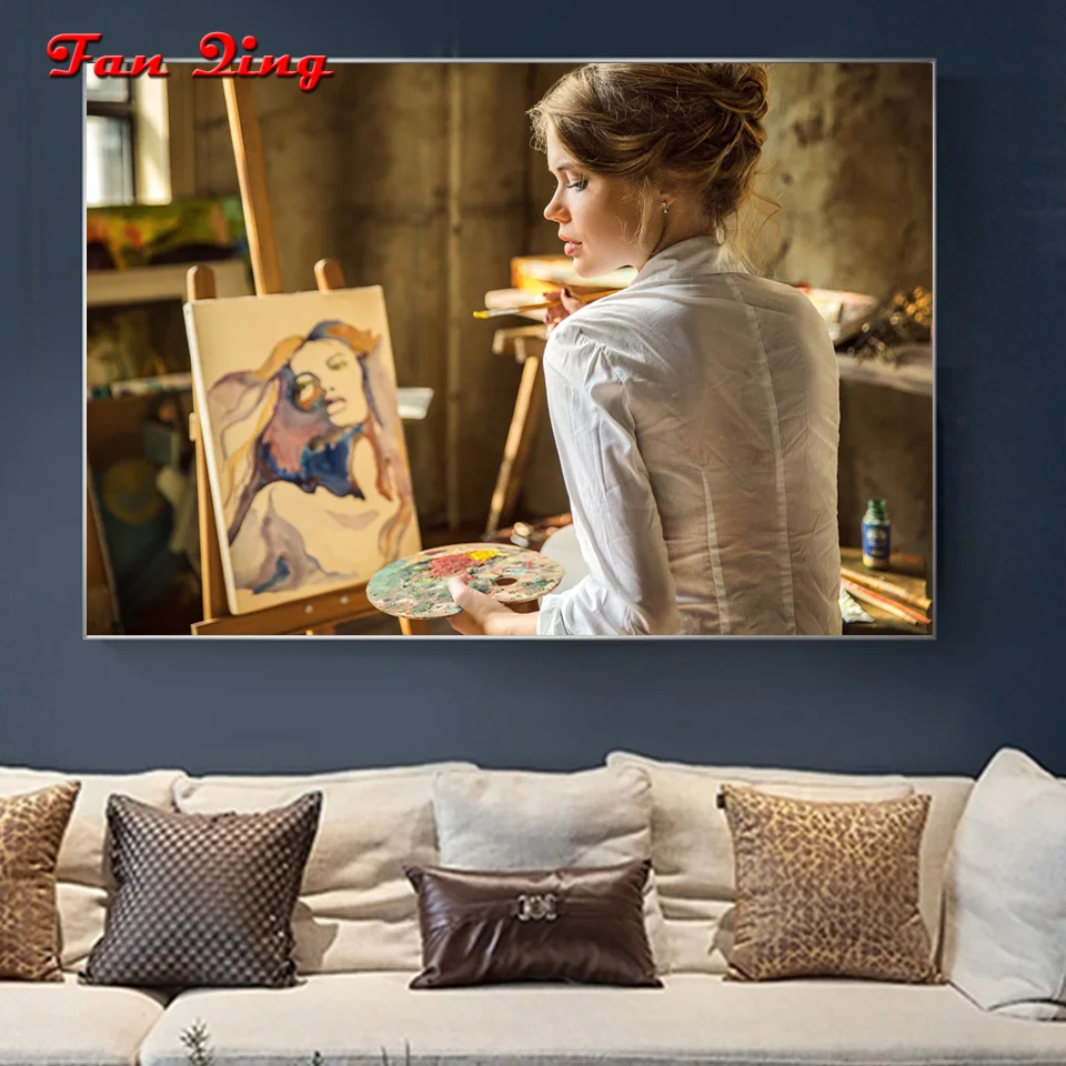 

5D «сделай сам», алмазная живопись, абстрактная картина маслом, женщина, вышивка крестиком, полная квадратная, Круглая Мозаика, алмазная выши...