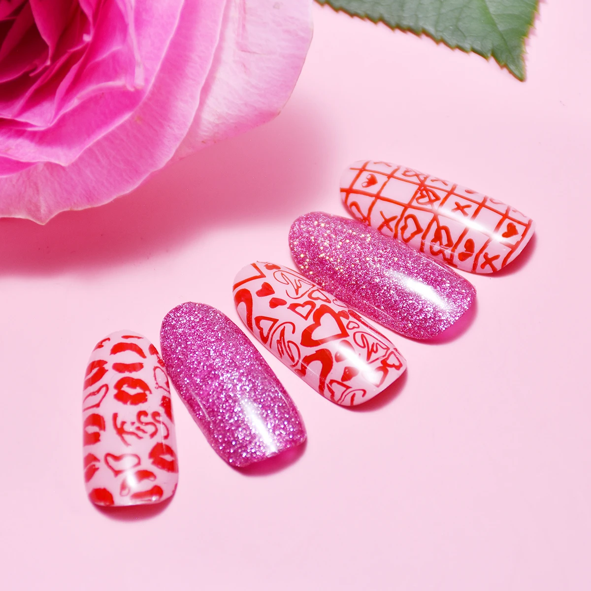 BEAUTYBIGBANG День Святого Валентина штампованные пластины для ногтей Lover And Kiss шаблоны