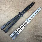 Складной нож из нержавеющей стали, расческа, инструмент, серебристый, черный, тренировочный нож-бабочка, тренировочный нож, тусклый инструмент, уличный инструмент для кемпинга