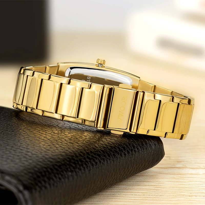 

2021 Luxury Business Men Watches Gold Quartz Stainless Steel Sport Square Clock Waterproof Week and Date Relogio Masculino