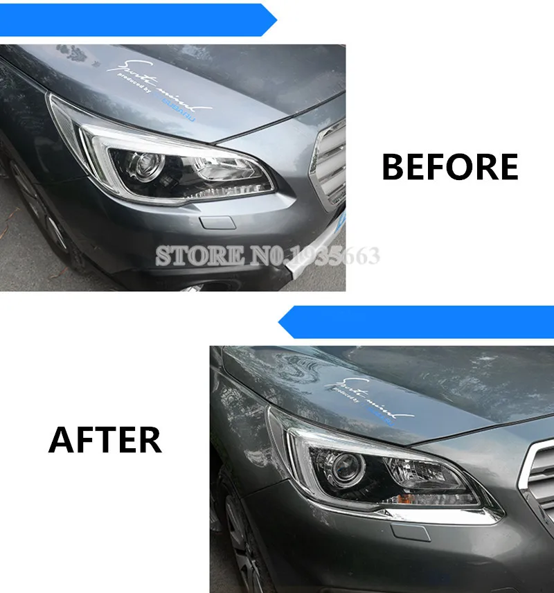 For Subaru Outback ABS Chrome Front Headlight Eyebrow Trim Cover 2015-2018 2pcs Car Accessories Interior Decor | Автомобили и