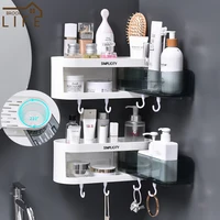 wall mounted bathroom shelf plastic rotating corner shower rack shampoo holder toilet floating shelves organizer wc accessories