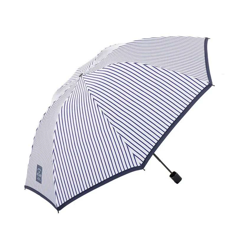 

Fashion Three Folding Striped Windproof Men Rain Umbrella Women Sun Protection UV Parasol Umbrella Folding Summer Umbrella