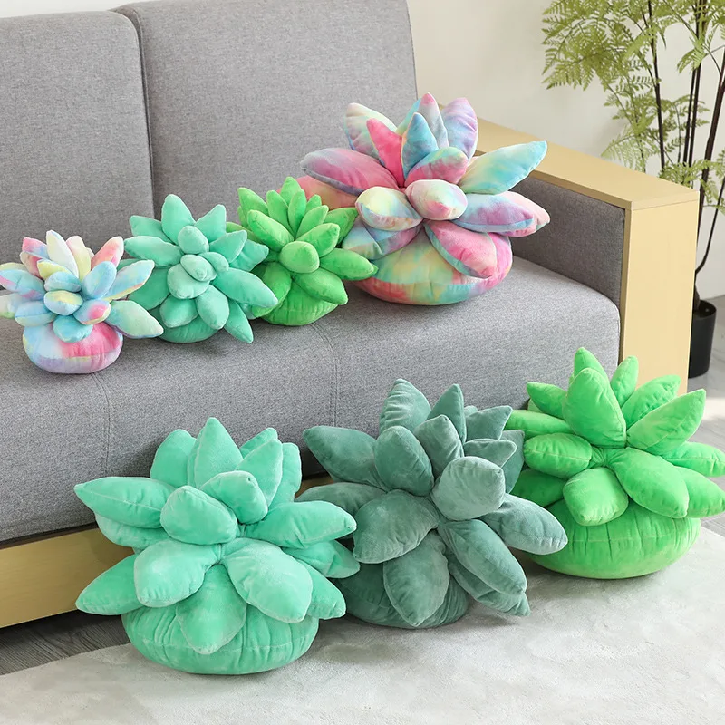 

25~45cm Stuffed Like Real Succulent Plants Soft Green Colorful Plushies For Home Sofa Chair Decoration Friends Gift