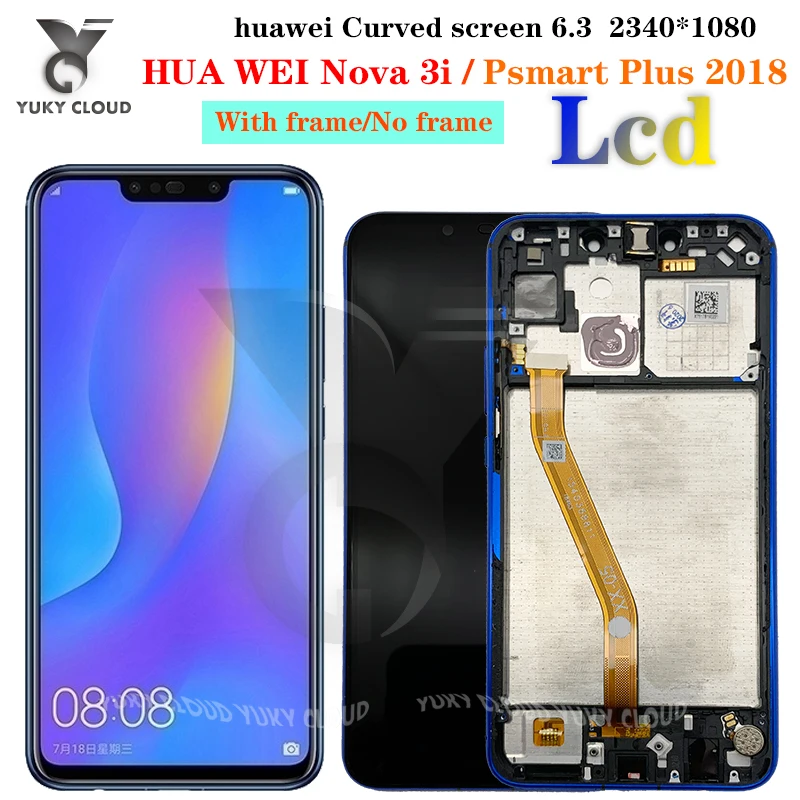 

100% Оригинальный 6,3 "для Huawei Nova 3 LCD PAR LX1, сенсорная панель, дигитайзер в сборе, рамка для Nova 3i, дисплей, запасная деталь