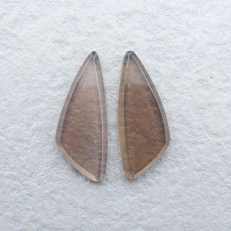 

Handmade Jewelry Gemstone Smoky Quartz Cabochon Piar,25x10x3mm,3g