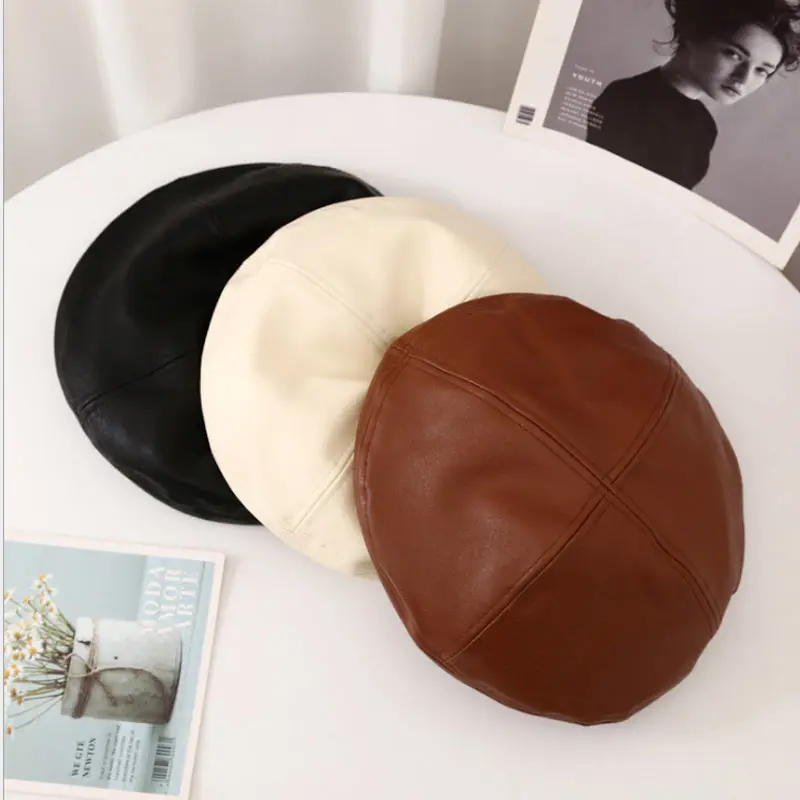 

Берет женский для девушек, Теплая Зимняя Шапка-бини во французском стиле, винтажные простые береты, однотонные элегантные дамские зимние ша...